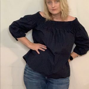 DO+BE Off The Shoulder Navy Blouse